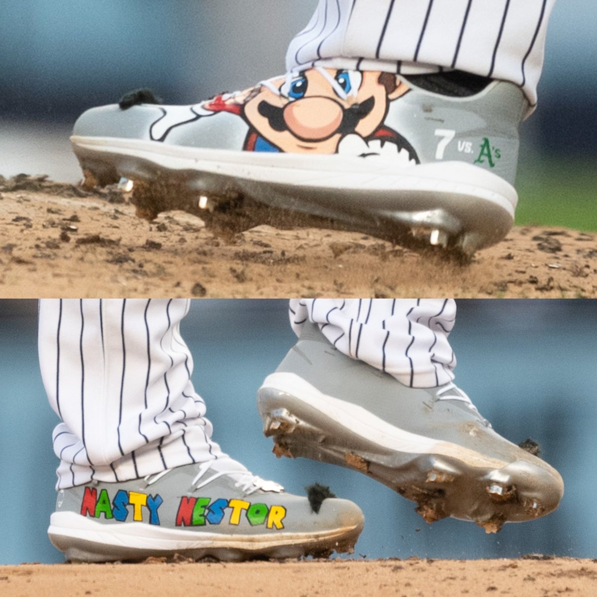 MLB Life on X: Nestor Cortes is wearing Mario cleats tonight and