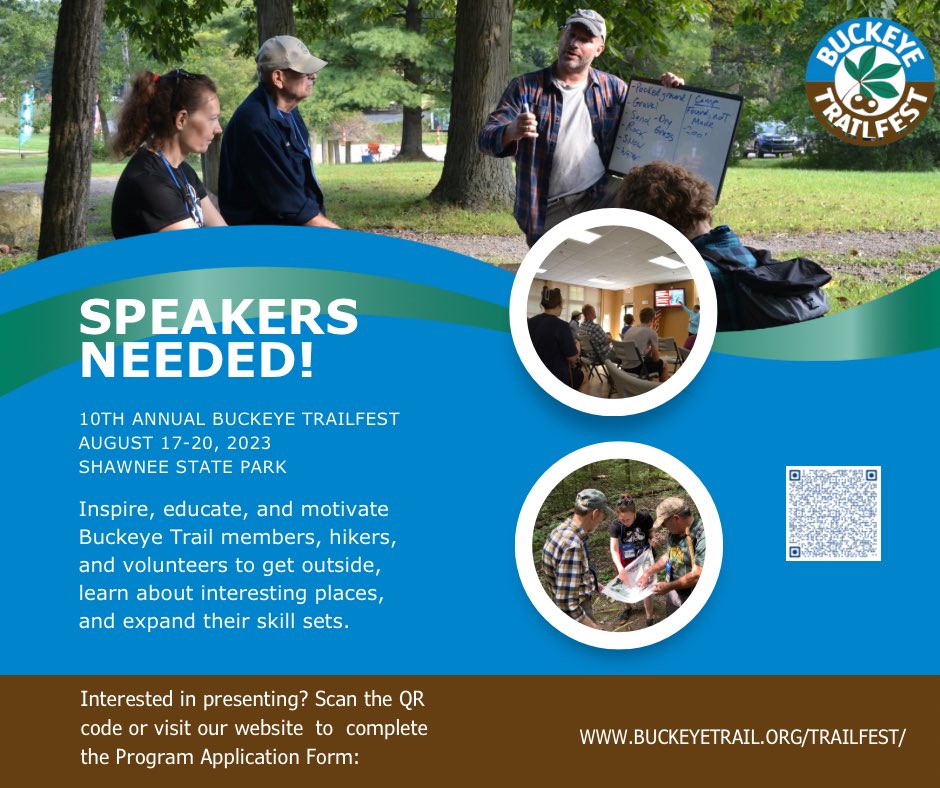 hikethebt's tweet photo. Share your adventures, area of expertise, or particular skill with fellow hikers and nature enthusiasts by presenting at the 10th Annual Buckeye Trailfest!
#Buckeyetrail #hikethebt #trailfest #buckeyetrailfest https://t.co/e9d0tI6Od8