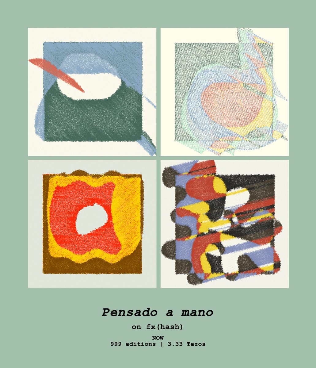 acamposuribe's tweet photo. SURPRISE (Now it works, sorry)
"Pensado a mano" v2, on @fx_hash_ 
999 editions, 3.13 tz

(people that minted will get their money reimbursed, and get reserves here!)

A new way of using fx(params) -> Draw your seed
(link below) https://t.co/MfHhlX5zUw