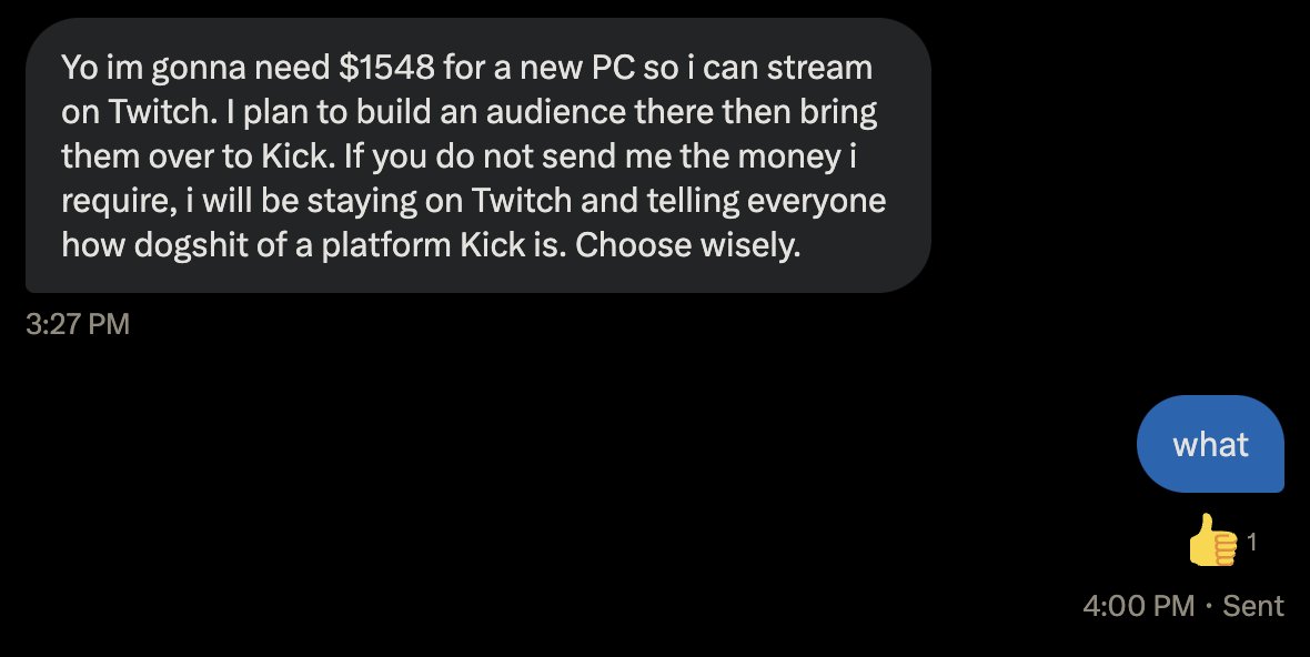 kick's tweet photo. today on dumbest dms https://t.co/RWQdsbHos0