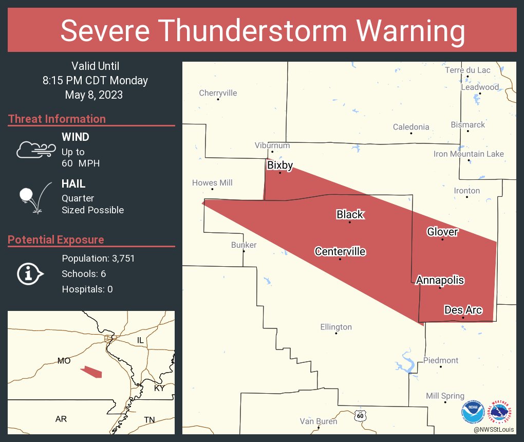 NWS St. Louis on Twitter "Severe Thunderstorm Warning including