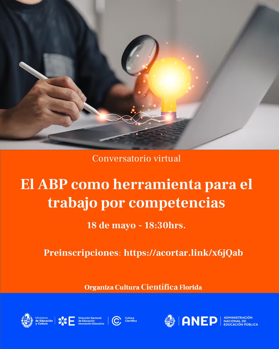 matiashd08's tweet photo. "El ABP como estrategia para el trabajo por competencias”, dirigido a docentes y estudiantes de Formación Docente. Pensaremos en su aplicación, sus beneficios y sus desafíos.

Por preinscripciones en https://t.co/AlqxOaMs38

@ccientificauy 
#culturacientificauy
#clubesdecienciauy https://t.co/LAWzdD1zrI