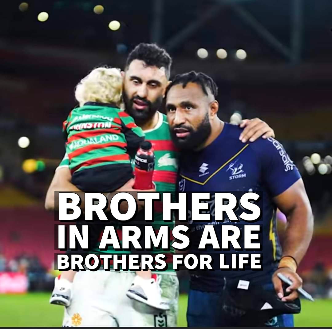 Justin Olam congratulates Alex Johnston after the  game  On Saturday on his 200th NRL Game Appearance. 🇵🇬💯
Alex Johnston Also scored a double on his milestone game against  the Melbourne Storms 
#magicround #papuanewguinea