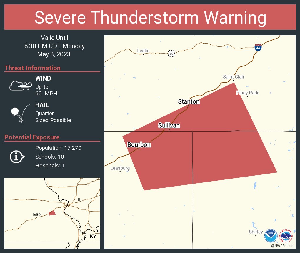 NWS St. Louis on Twitter "Severe Thunderstorm Warning including