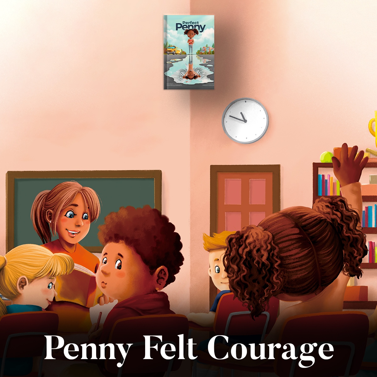 She feels confident about herself. Get a copy of the book Perfect Penny written by Jenayssi Padget now by clicking the link perfectpennyseries.com #childrenbook #author #booklaunch #newbook #childreneducation #childdevelopment #investinourchildren #perfectpenny