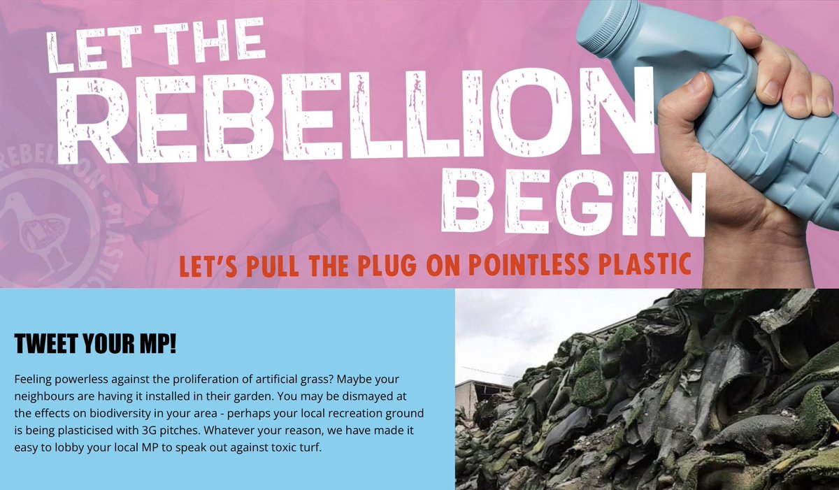 BanPlasticTurf's tweet photo. The rebellion against #PointlessPlastic begins! ✊
“Feeling powerless against the proliferation of artificial grass?”
In gardens?
In local recreation grounds?
In the UK?
@PlasticsRebel has made it easy to lobby your local MP to speak out against #ToxicTurf… https://t.co/CjLn0i9Bso