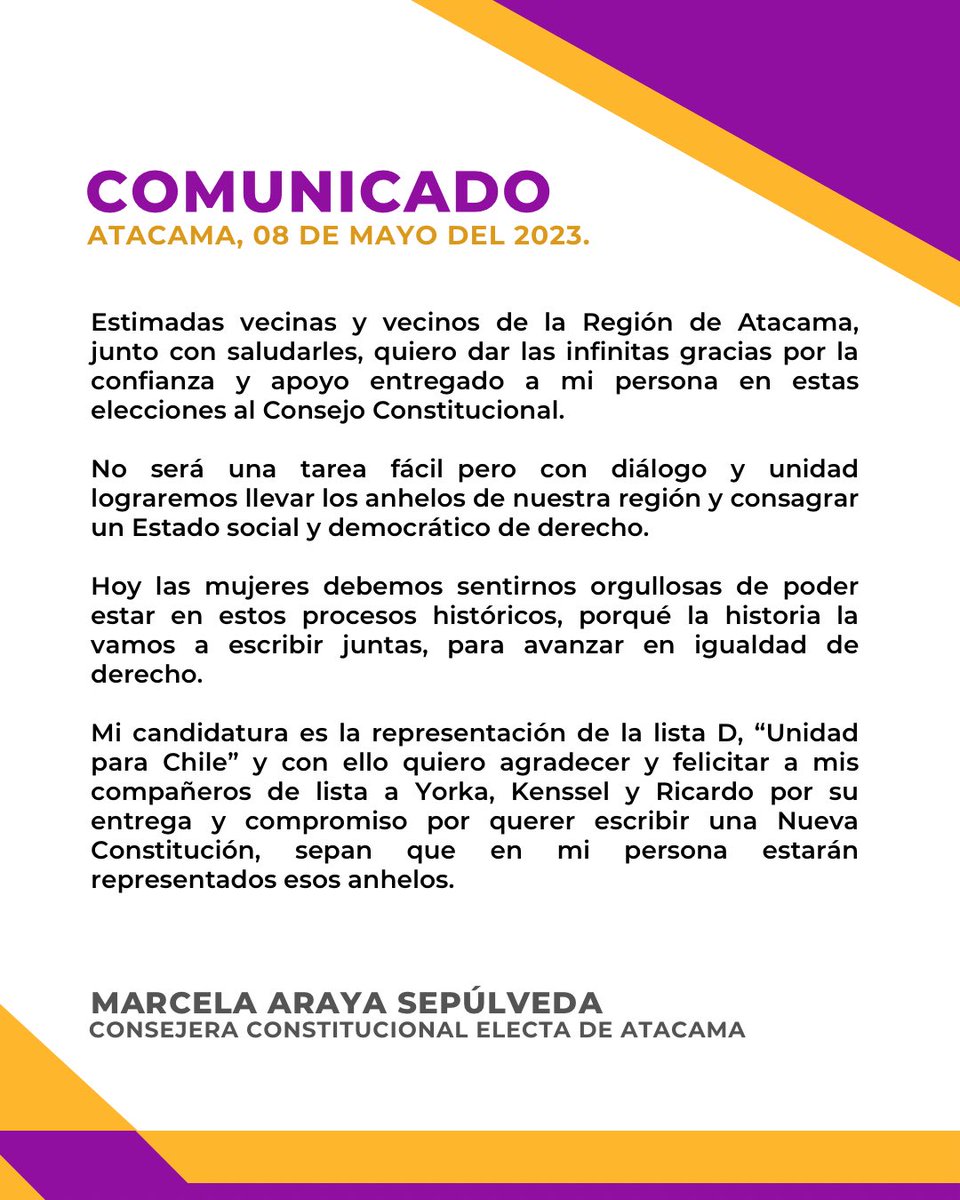 COMUNICADO.
#UnidadParaChile