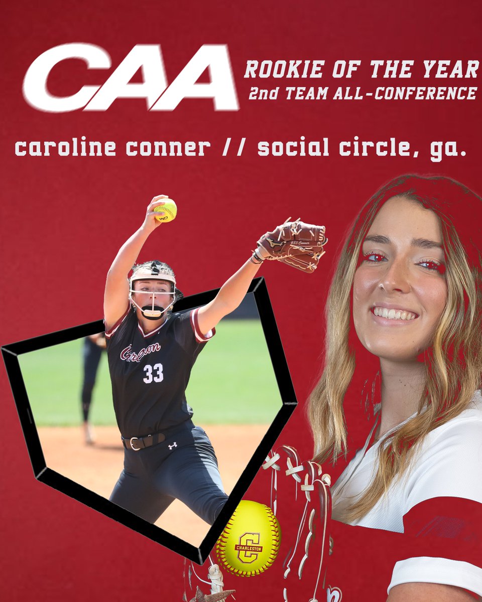 CAA Rookie of the Year &amp; All-CAA 2nd Team 👑

The star in the circle, Caroline Conner!

#TheCollege 🌴🥎