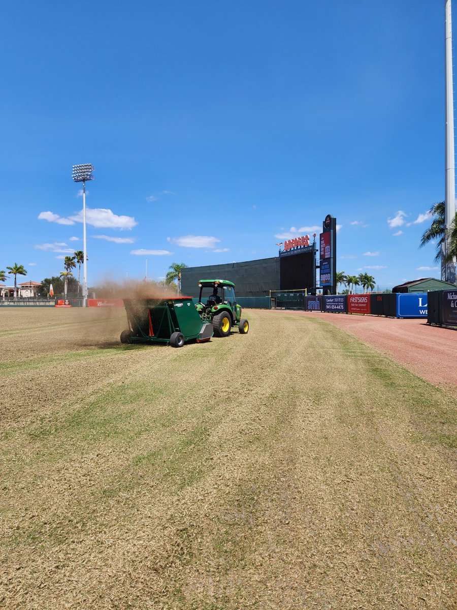 Making quick work of cleaning up the double V mow with the @wessexintl sweepers.