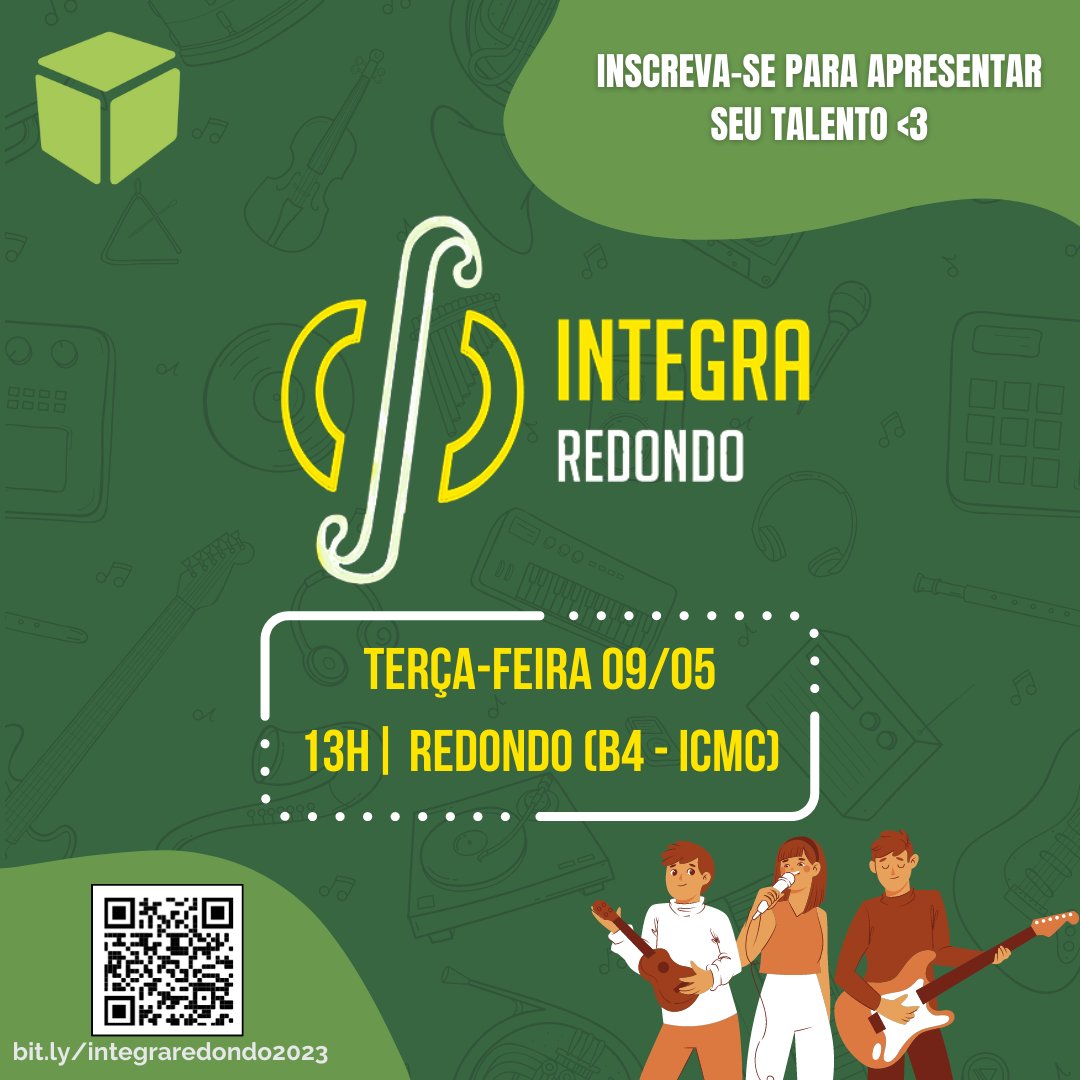 Olá, PETamigos 💚

Com o intuito de alegrar o seu início de semana, o PET Computação contentemente anuncia que amanhã é dia de INTEGRA REDONDO! 🎤

Nos encontramos nesta terça-feira (09/05) às 13h e nosso palco será o Redondo (Bloco 4 - ICMC). 📌

Até breve <3