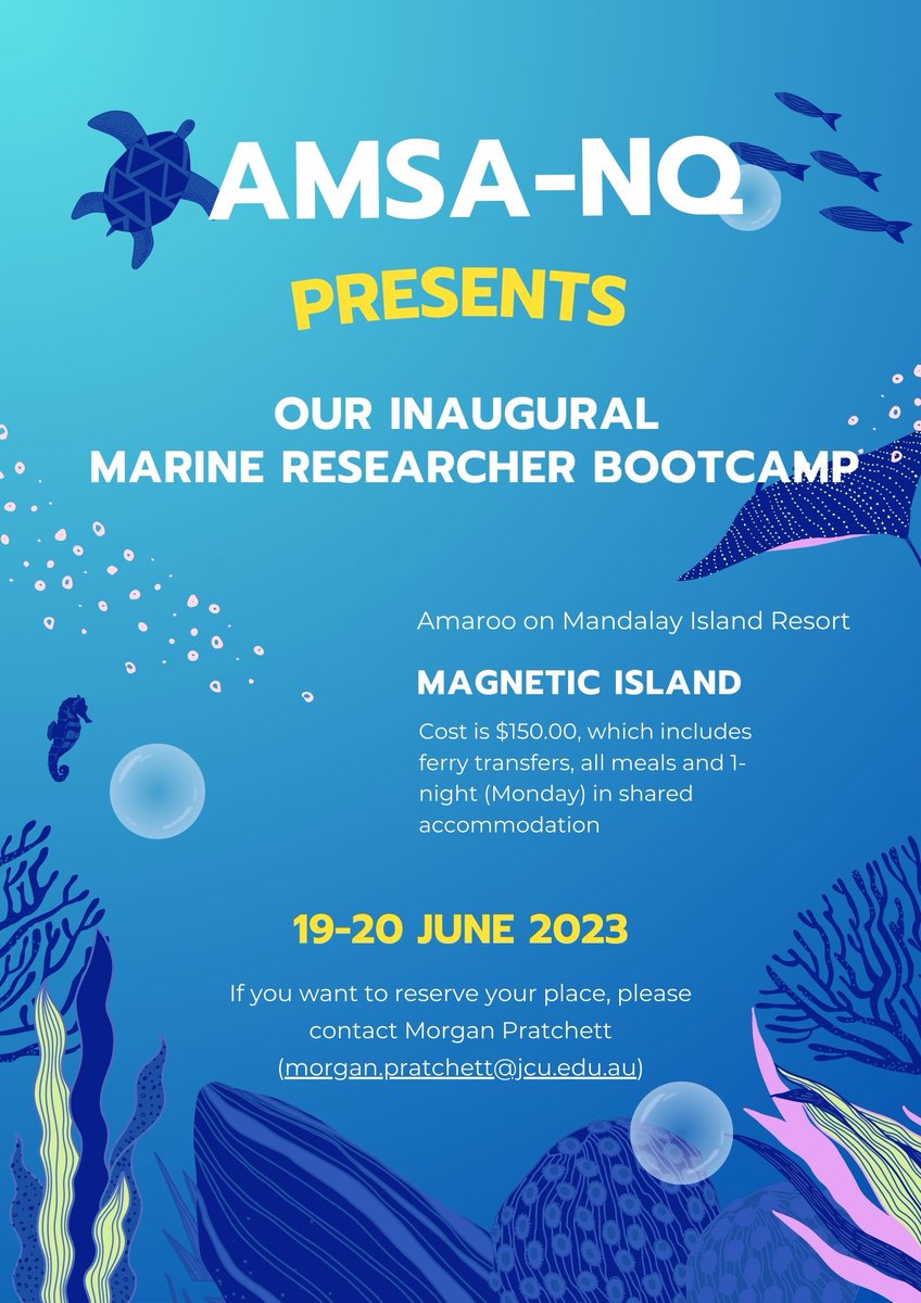 AMSA-NQ is delighted to announce the official launch of its annual Marine Researcher Bootcamp, aimed at providing opportunities to develop diverse skills. The bootcamp provides a series of intensive workshops over 2 days, and extensive opportunities for networking. Book now!