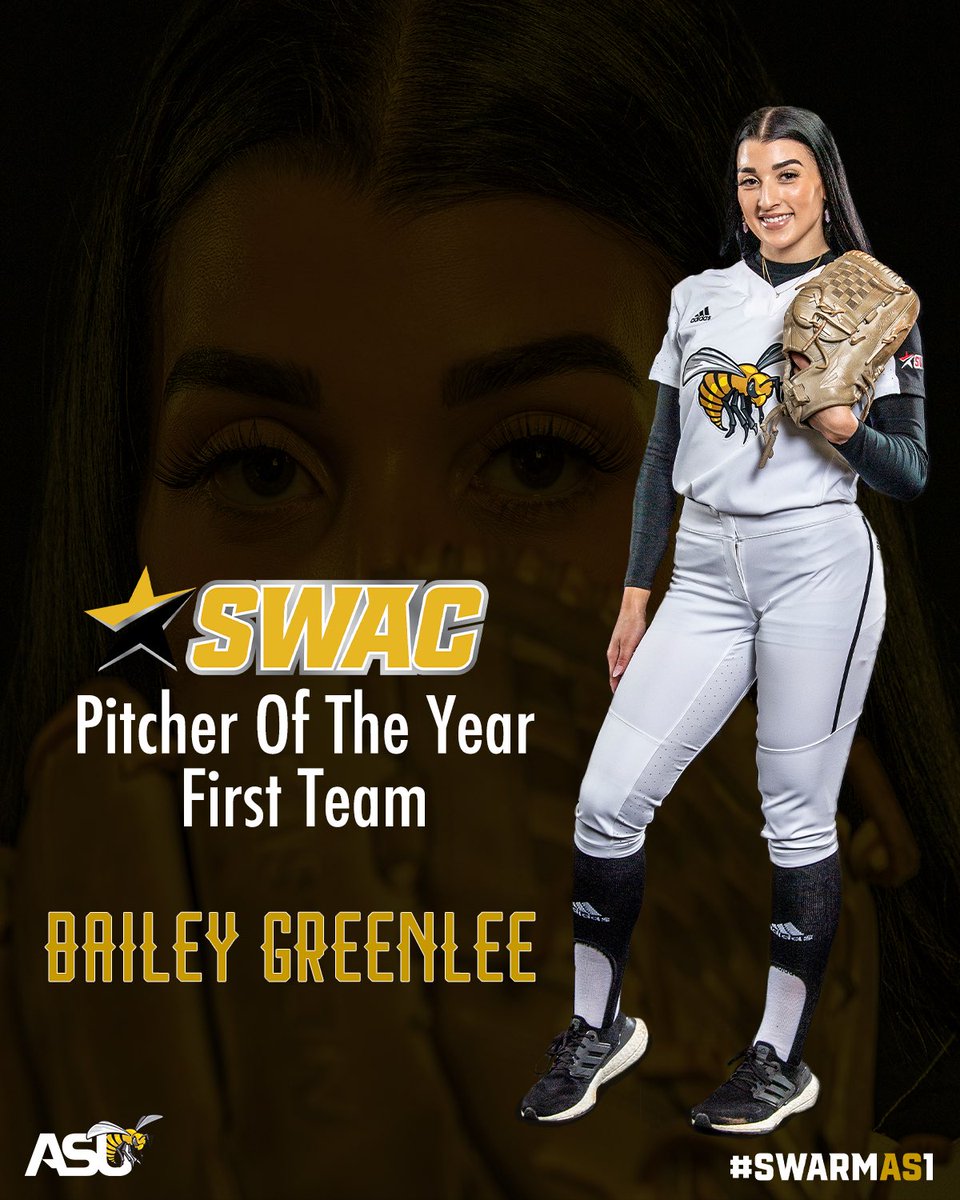 BamaStateSports's tweet photo. Congratulations to @BamaStateSB Bailey Greenlee for being named @theswac Pitcher of the Year 🥳👑

#SWARMAS1 | #IAMSWAC https://t.co/3DGdFUu1f0