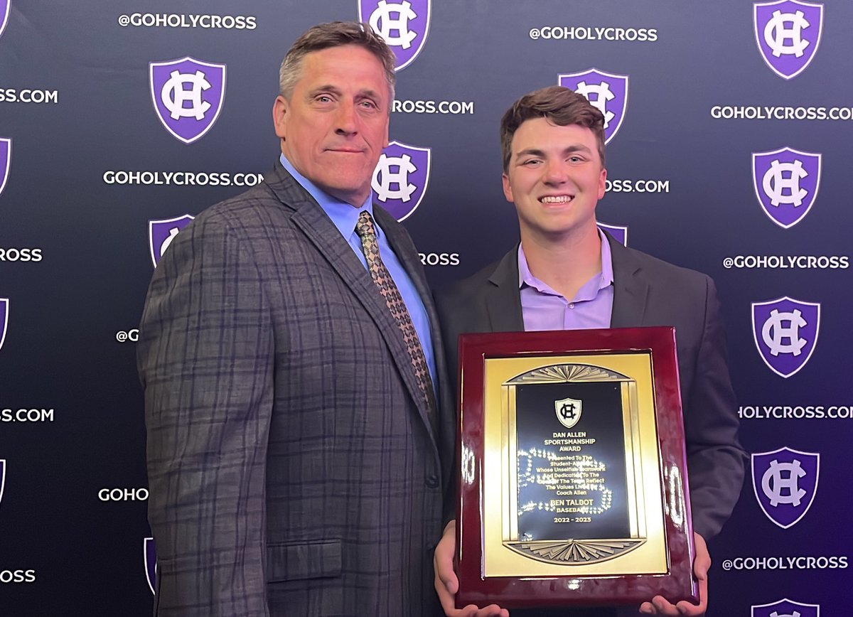Congratulations to Ben Talbot of <a href="/HCrossBaseball/">Holy Cross Baseball</a> for being named the 2022-2023 Daniel Allen Sportsmanship Award winner!

#GoCrossGo