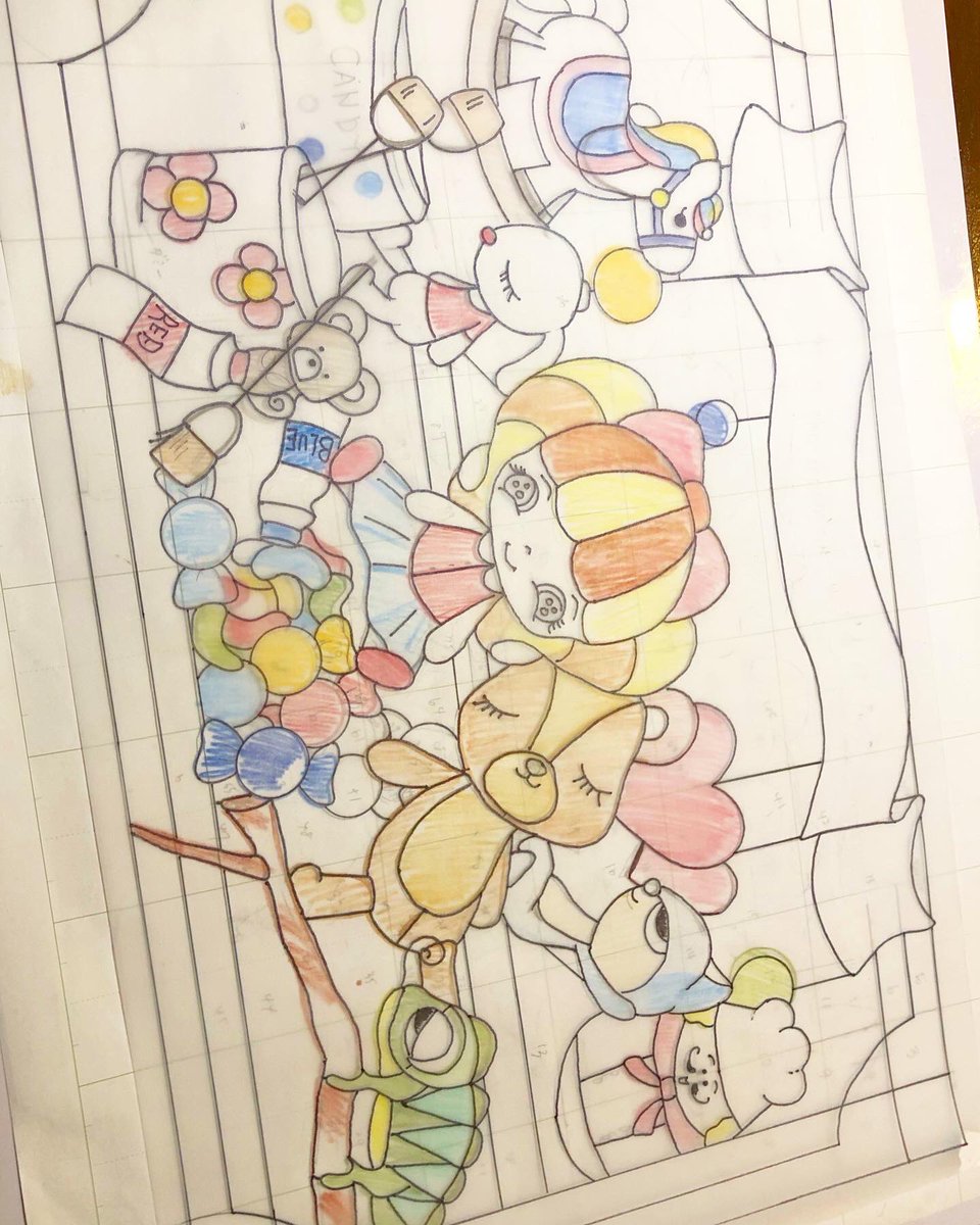 次の作品の図案準備
色を少し入れて　雰囲気を確認　これを160%で拡大して　要る線要らない線を調整してトレースしてナンバリングして行きます