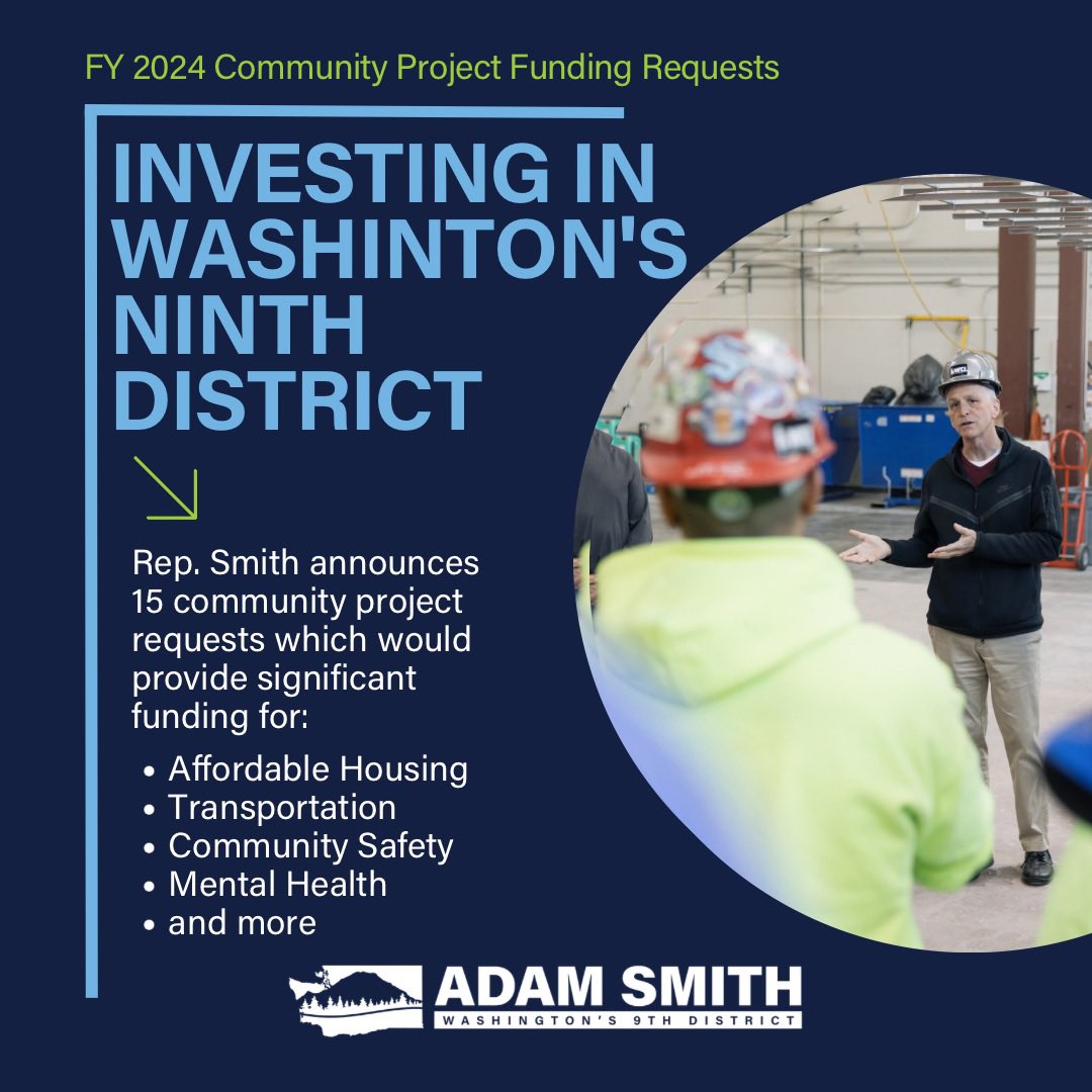 RepAdamSmith's tweet image. We must strengthen our mental and behavioral health care infrastructure. 

That’s why I submitted Community Project funding requests that would make investments in Washington’s Ninth District. #CommunityProjectFunding