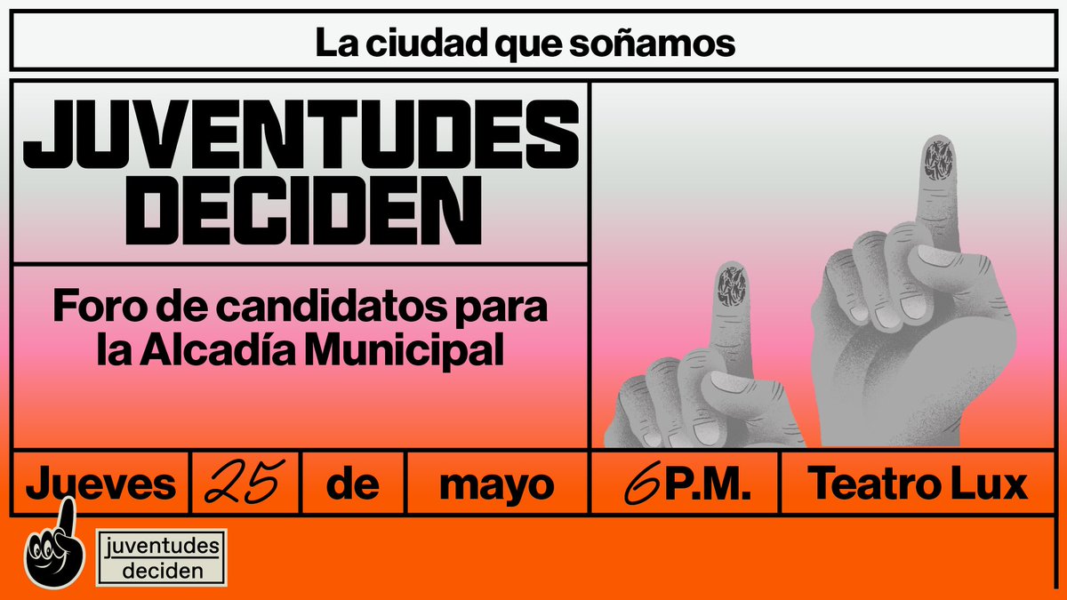 Instituto_25A's tweet image. ✊🏾🗣 Queremos escuchar, dialogar y encontrarnos con los candidatxs a la alcaldía de la #CiudadDeGuatemala para conocer sus propuestas, estrategias y prioridades 🧐

Entrada gratuita ✨
Inscríbete aquí 🚀
forms.gle/9x796VTpRqZMNb…

Por un voto consciente #JuventudesDeciden 🗳️