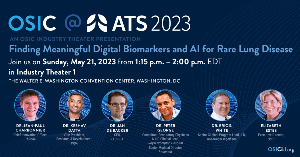 OSICild's tweet photo. Join us at #ATS2023 for an #AI showcase & roundtable discussion to learn how data from the #OSICDataRepository can make meaningful progress in the fight against #ILDs. More details: https://t.co/IGAVolheN5 https://t.co/xYaXypGujF