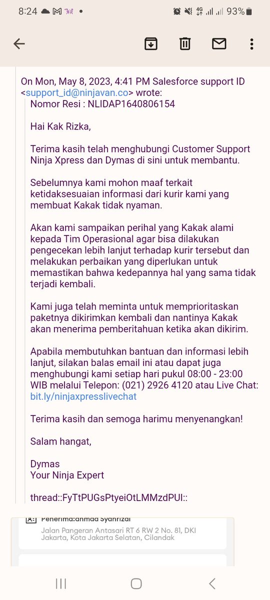 rizkasentia's tweet photo. @ninjaxpress_id Ini apa-apaan lagi? Status gagal kirim karena saya sudah mengonfirmasi proses pembatalan? 

Saya selama ini nunggu loh. Pulsa saya juga sudah habis banyak untuk tlpn in cs. Saya juga sudah email dan DM juga
Terakhir balasan emailnya akan memprioritaskan. Faktanya? https://t.co/Mxejy4BLCc