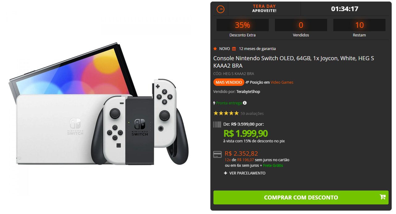 Nintendo Switch Oled 64GB Menor preço 