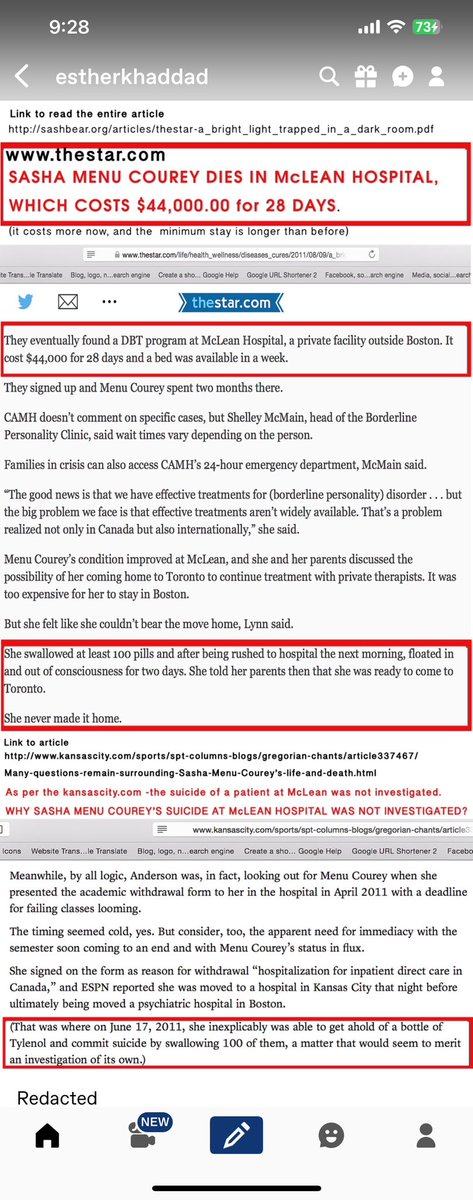 estherkhaddad's tweet photo. #AnneKlibanskiMD are you aware that at #McLeanHospital #DrGillianGalen and #BlaiseAguirre from #3East lost 5 patients to #suicide in less than a year? Some while in #3East. It was covered up by them and by #DrLoisChoiKan and #DrKarenJacob. My late daughter #Mona was sent to the quiet room for questioning those deaths.
ATTACHED ONE OF THE DEATH WHICH WAS IN THE NEWS.
I will be posting the others.
#ChildLoss #Grief #BereavedParents #MissYou #LoveYouAlways #SiblingLoss
#LGBTQ #MassGeneral #SuicideAwareness #SuicidePrevention