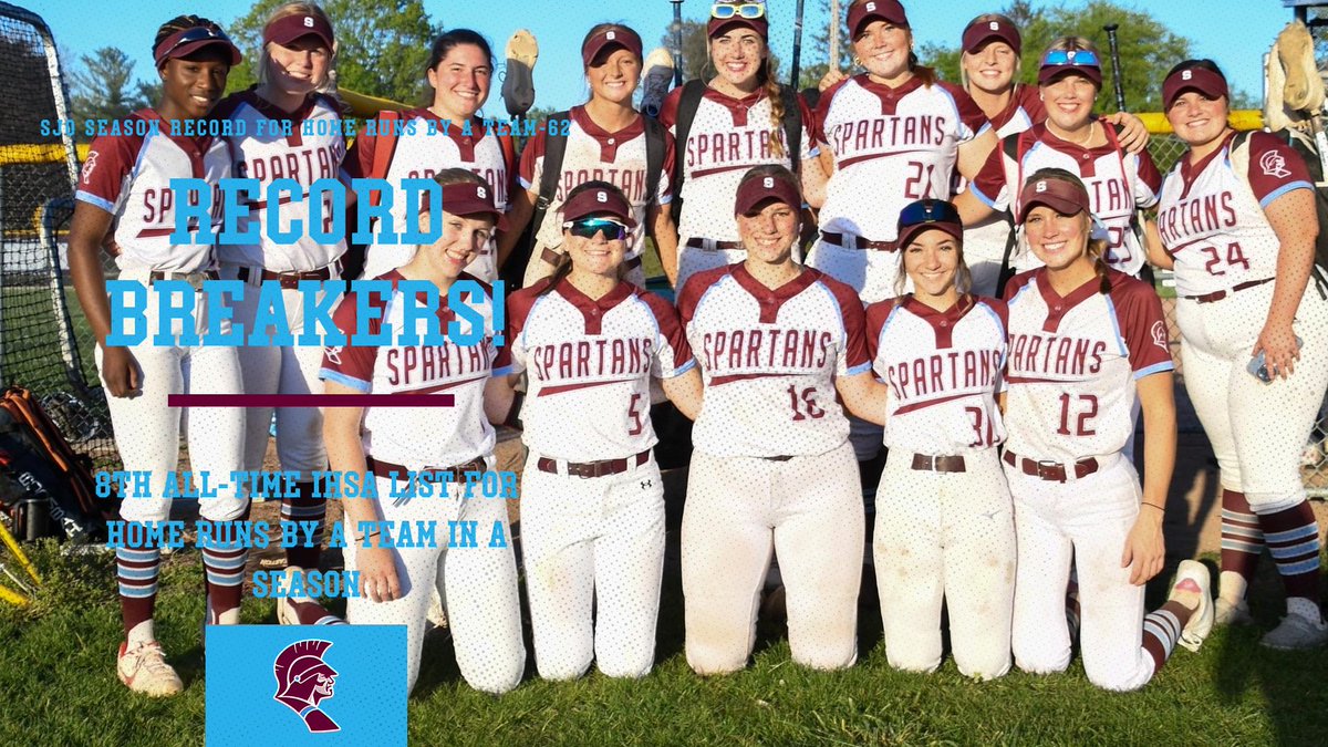 SJOSoftball's tweet photo. SJO Softball breaks the 2019 school record for Home Runs in a season by a TEAM! Nine players have contributed to our current total of 62 Home Runs! This team sits at #8 on the IHSA All-Time list for Home Runs in a season by a team! @clikasng https://t.co/SUenGDjjAs