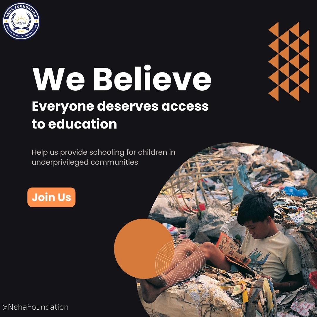 NehaFoundations's tweet photo. We believe that everyone deserves access to education. Help us provide schooling for children in underprivileged communities.
#Nehafoundation, #Nehafoundationbangalore, #NGO #socialgood https://t.co/wTyMlrUAv2