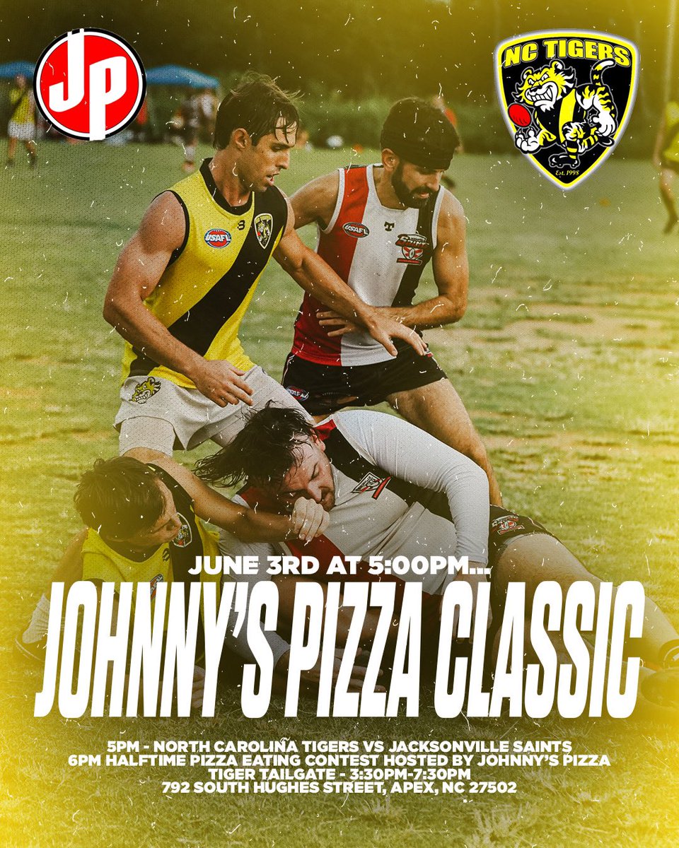 KeithPhillips_'s tweet photo. June 3rd 3:30pm! Less than 1 month away! Music, tailgating, pizza eating competition, Australian rules football!

Bring the family, speaker, grill, burgers, and hot dogs for the most entertaining summer kick off event in the triangle! https://t.co/L0VPGJveu1