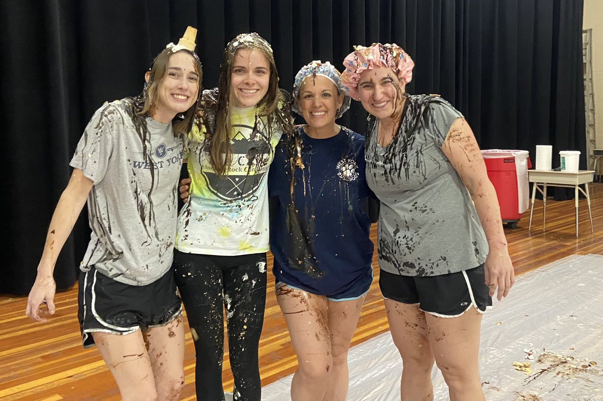 A few brave teachers Kelsey Evelyn Faith Wentworth and Karen Stephan and our awesome leader Katy Kveragas allowed Shay Beck Becker and I to have students turn them into human sundaes ! Students had to complete a reading challenge in order to help! #WYproud