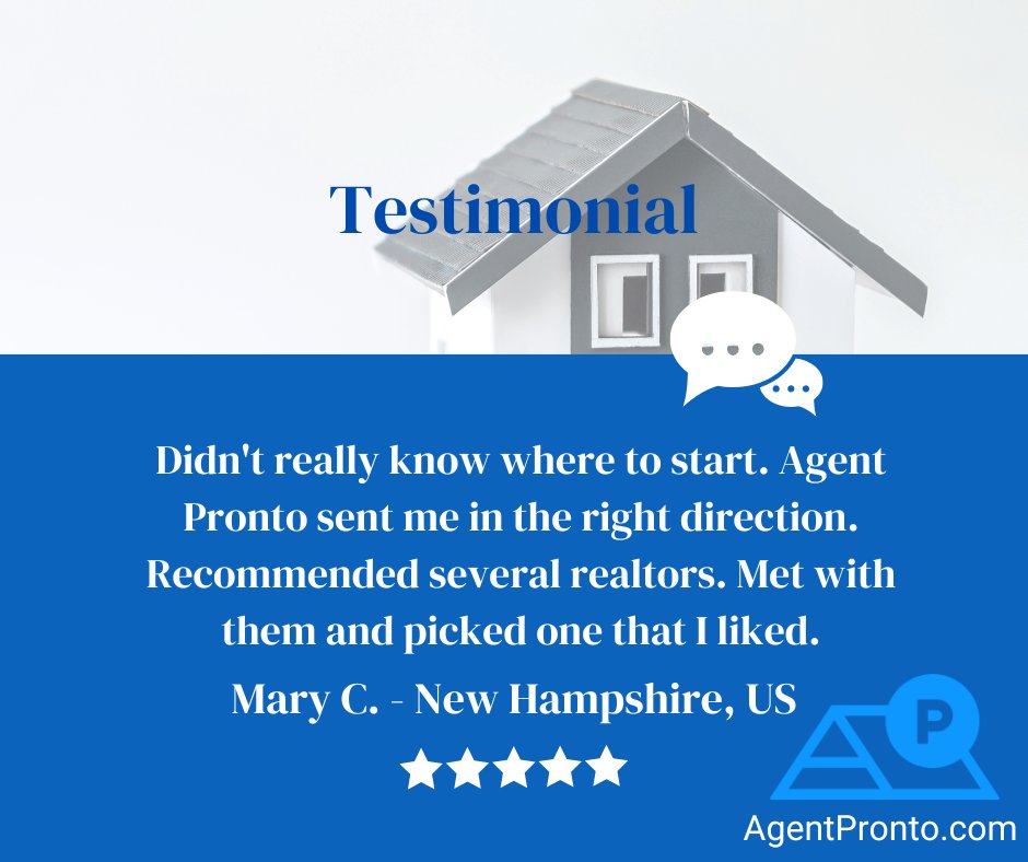 agentpronto's tweet photo. Thanks for the great feedback, Mary! Trying a new service can definitely be intimidating. Feel free to reach out at https://t.co/mm0GgF87zK and we can clarify our service and make sure you get exactly what you're looking for! 😀 #AgentPronto #realestate #reviews #testimonial https://t.co/WlnufXTEte