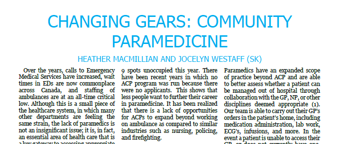 Cheryl Cameron (she/her) @cherylcookie.bsky.social (@cherylcookie21) on Twitter photo <a href="/CdnParamedicine/">Canadian Paramedicine</a> <a href="/Kaitlin75592860/">Kaitlin Peters</a> Article spotlight in this years annual issue of Women in <a href="/CdnParamedicine/">Canadian Paramedicine</a> - "Changing Gears: Community Paramedicine" from Heather MacMillian and Jocelyn Westaff in Saskatchewan! Read it today at canadianparamedicine.ca/current-editio⦠<a href="/PSCofSK/">Paramedic Services Chiefs of Saskatchewan (PSCS)</a> <a href="/SaskHealth/">Saskatchewan Health Authority</a> <a href="/CdnParamedicine/">Canadian Paramedicine</a> <a href="/Kaitlin75592860/">Kaitlin Peters</a> Article spotlight in this years annual issue of Women in <a href="/CdnParamedicine/">Canadian Paramedicine</a> - "Changing Gears: Community Paramedicine" from Heather MacMillian and Jocelyn Westaff in Saskatchewan! Read it today at canadianparamedicine.ca/current-editio⦠<a href="/PSCofSK/">Paramedic Services Chiefs of Saskatchewan (PSCS)</a> <a href="/SaskHealth/">Saskatchewan Health Authority</a>