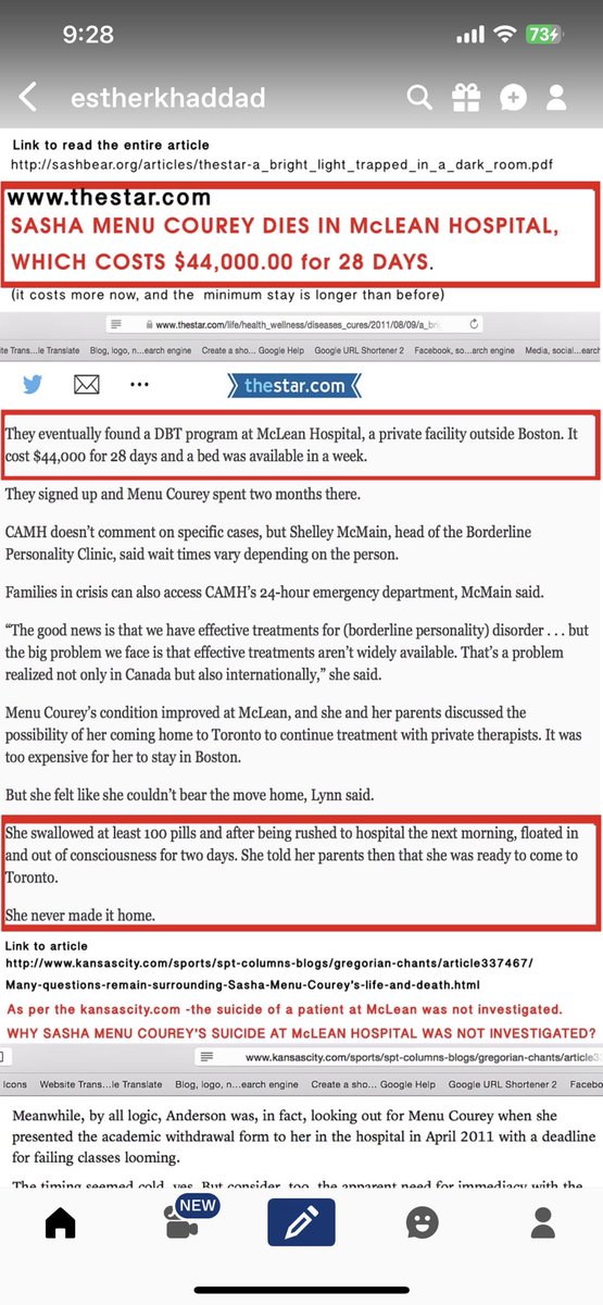 estherkhaddad's tweet photo. #AnneKlibanskiMD are you aware that at #McLeanHospital #DrGillianGalen and #BlaiseAguirre from #3East lost 5 patients to #suicide in less than a year? Some while in #3East. It was covered up by them and by #DrLoisChoiKan and #DrKarenJacob. My late daughter #Mona was sent to the quiet room for questioning those deaths.
ATTACHED ONE OF THE DEATH WHICH WAS IN THE NEWS.
I will be posting the others.
#ChildLoss #Grief #BereavedParents #MissYou #LoveYouAlways #SiblingLoss
#LGBTQ #MassGeneral #SuicideAwareness #SuicidePrevention