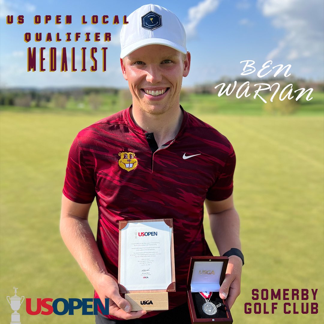 GopherMGolf's tweet photo. 🔥LET HIM COOK🔥 

Ben Warian ears a medal in his local U.S. Open Qualifier with a score of five-under par!

#GoGophers #SkiUMah https://t.co/PVqrLKnZBC
