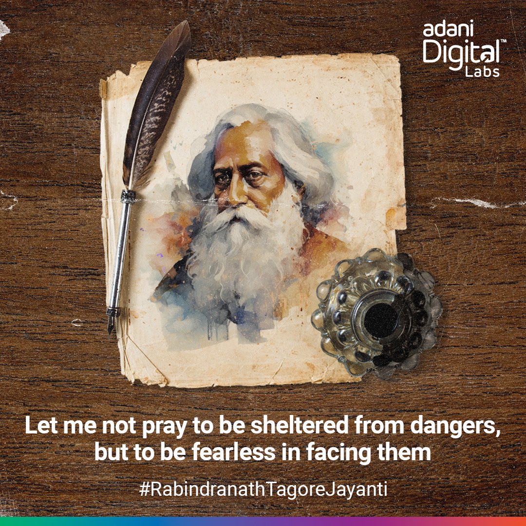 AdaniDigital's tweet photo. Remembering the literary behemoth whose life and teachings taught us to take small steps and put ourselves in a new environment. Do something challenging and ensure we pick the right path and not the safe and easy one.
#AdaniDigitalLabs #MakeHistoryTogether #TagoreJayanti https://t.co/TWfVvrk2SN