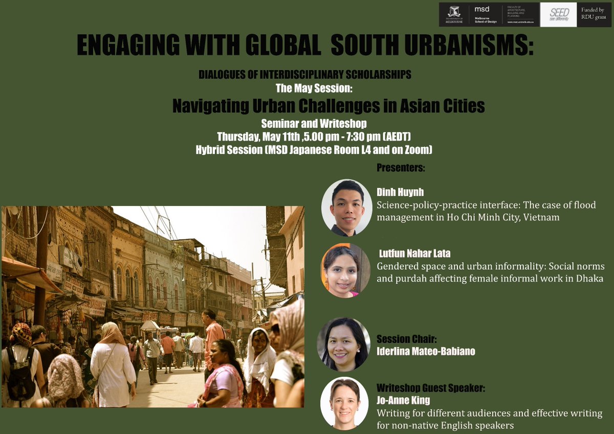 Lata1319's tweet photo. Look forward to presenting my research on #genderedspace & #work at this event on Thursday @msdsocial @SEED_connect. Join us if you are interested in global south urbanisms. https://t.co/B124KxD1ME