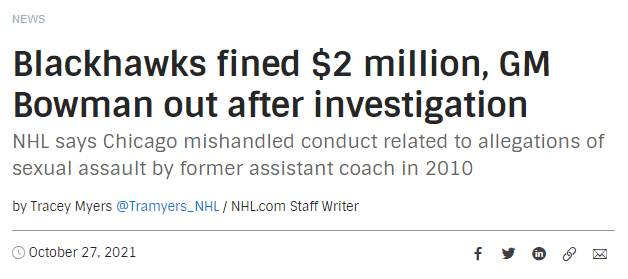 trentl14's tweet photo. I bet the #Blackhawks learned their lesson. They have clearly been punished enough. The NHL is a joke. https://t.co/haqOvY43fX