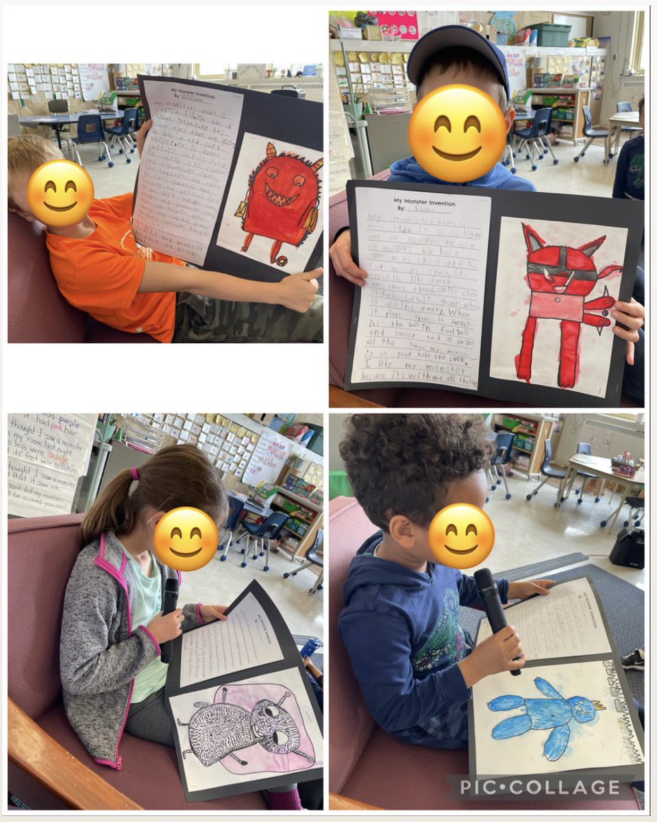 211Calderone's tweet photo. We were so excited to share our completed Monster Inventions during our very first Author’s Chair! 🎤 It lifts us up when we hear positive feedback from our friends. We put a lot of effort into these creative pieces and we are very proud of ourselves! 🌟 https://t.co/VC74NlJnXm