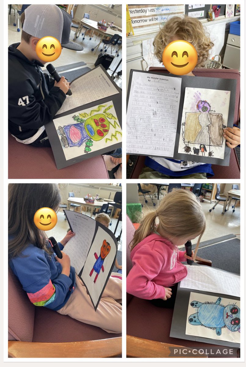 211Calderone's tweet photo. We were so excited to share our completed Monster Inventions during our very first Author’s Chair! 🎤 It lifts us up when we hear positive feedback from our friends. We put a lot of effort into these creative pieces and we are very proud of ourselves! 🌟 https://t.co/VC74NlJnXm