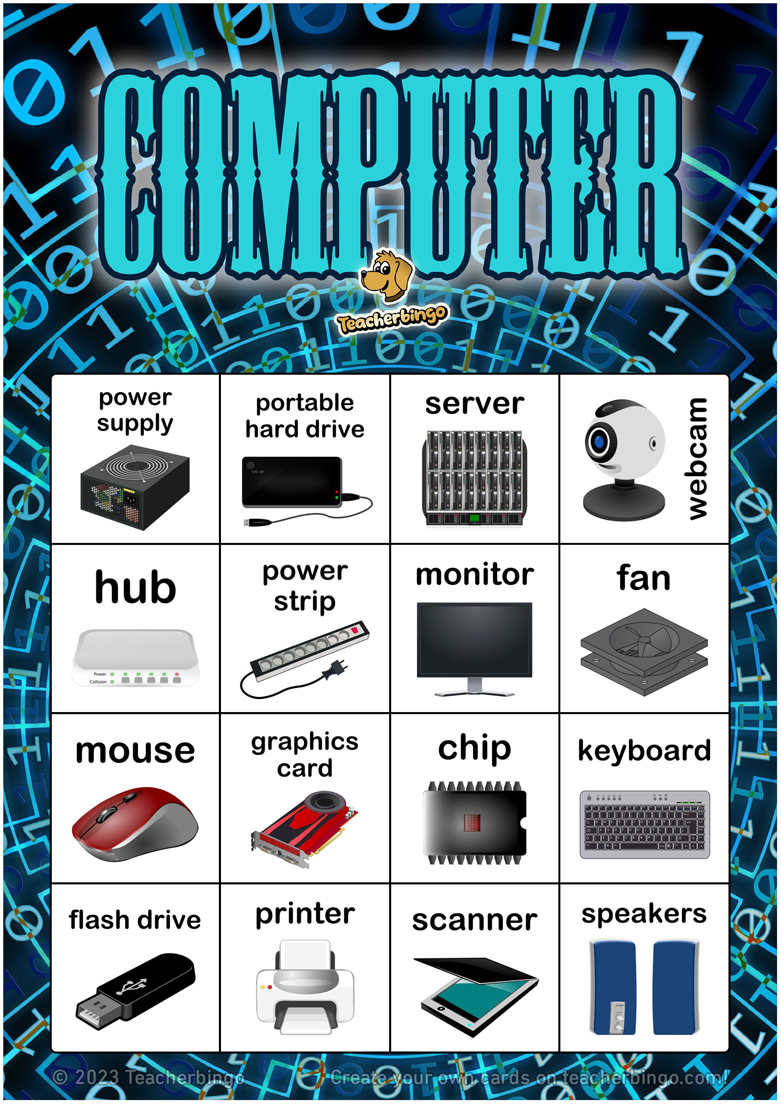 teacherbingo's tweet photo. “computer” classroom BINGO GAMES for English teaching!
find FREEBIES in our TpT store:
 https://t.co/bKMc53eJU3
or create your own educational bingo on https://t.co/I0fwUEHC8S!
#classroomgames #educationalgames #englishteaching #eslteaching #ELD #ELT #EFL #ESL #TEFL #TESOL https://t.co/H2IXlc6OLM