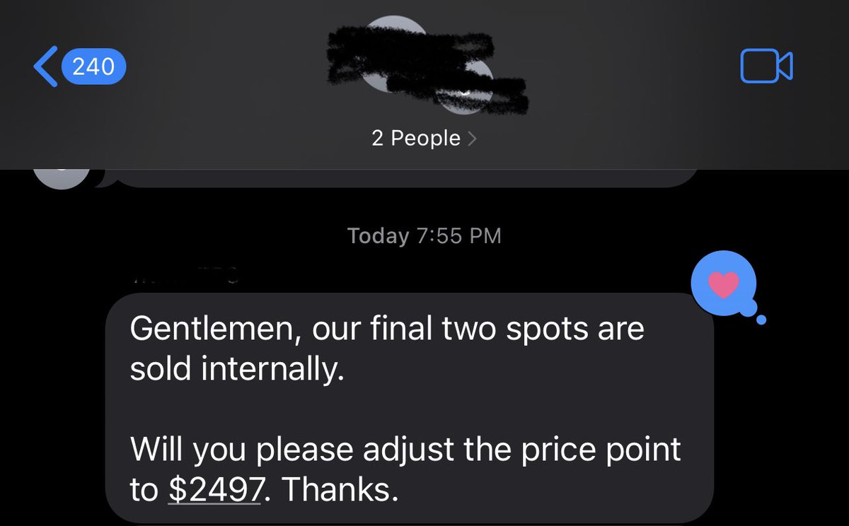 launched a brand new offer with a client.

we opened 100 presale spots at $1497.

in 11 days we collected $149,700 and filled all spots (a few payments came through zelle).

all through organic, email, and one webinar. no ads or sales calls needed.