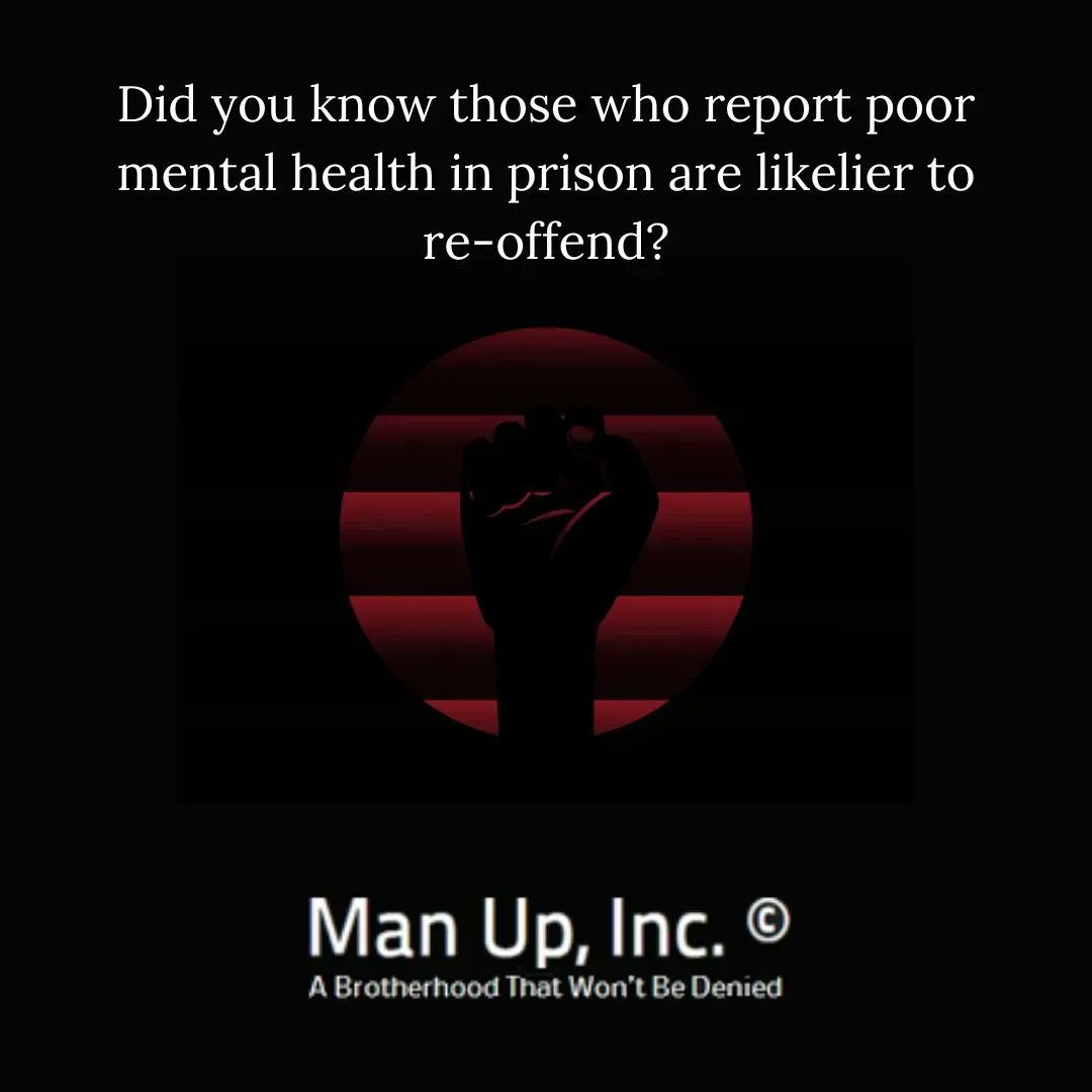 ManUpRIinc's tweet photo. We need more mental health services and support, not prisons. Did you know that poor mental health in prison increases the likelihood of re-offending? According to a Science Direct study, recidivism rates were 33-68% higher for prisoners with poor mental health. #mentalhealth https://t.co/Dh5bSozvvv