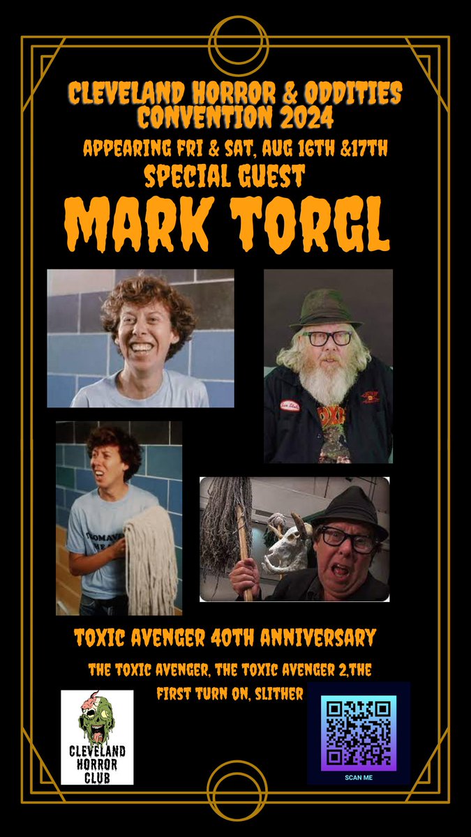 CleHorrorClub's tweet photo. We are happy to announce @marktorgl will be joining us for the 40th anniversary reunion of @thetoxicavenger https://t.co/j69AkTZ2RD