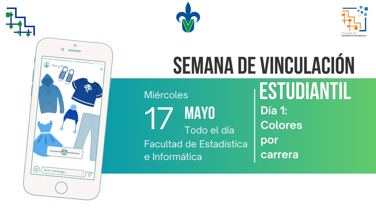 👔👟 ¡Prepara tu mejor outfit! 👗👖🧢

Los próximos miércoles, jueves y viernes festejaremos 🎊 la Semana de Vinculación Estudiantil 👩‍🎓👨‍🎓 con las actividades que el Comité de Vinculación Estudiantil y Consejería de Economía nos tienen preparadas 🪅