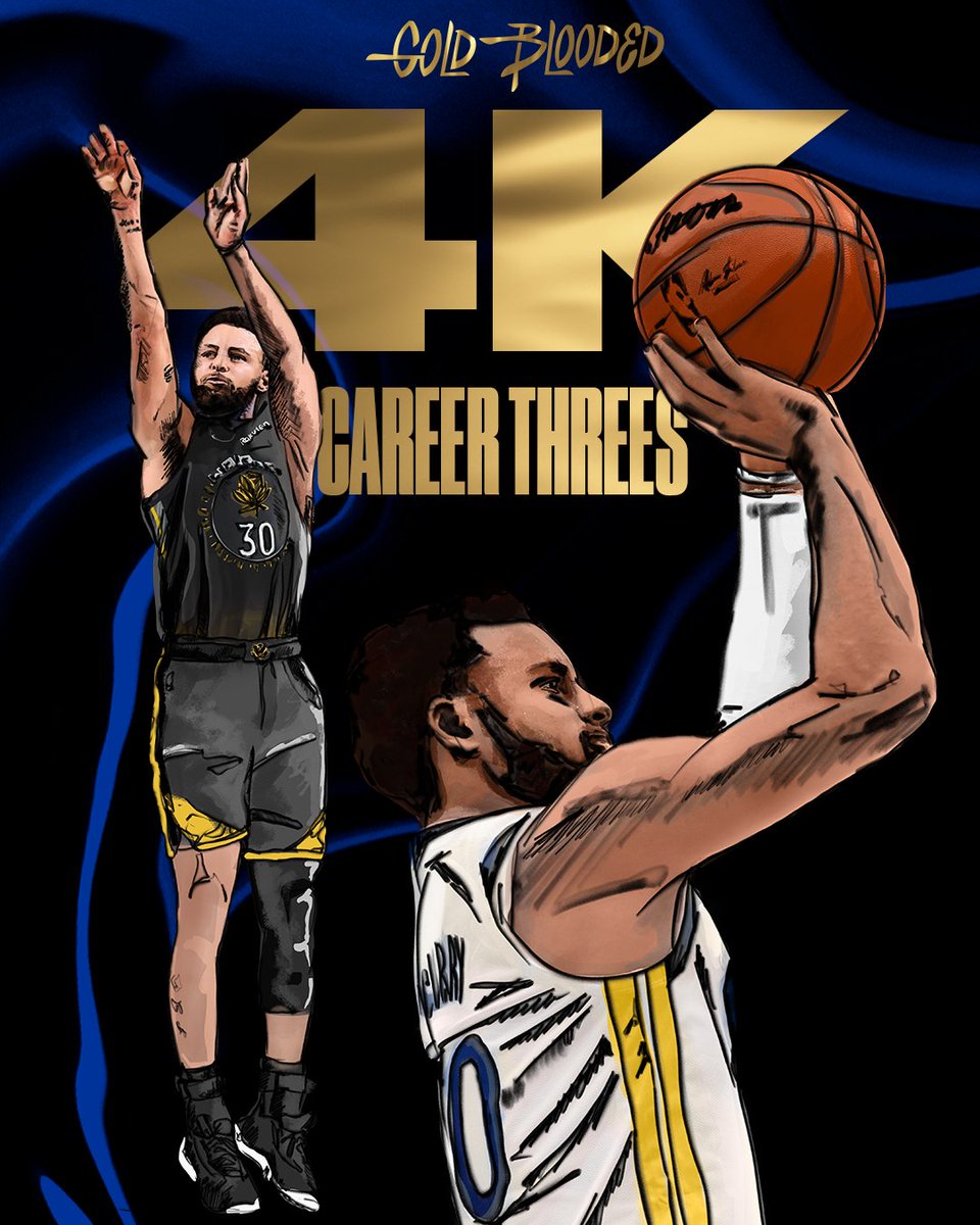3,390 regular-season threes.
610 playoffs threes.

Wardell Stephen Curry II is the FIRST player in NBA history to reach 4,000 career threes⚡️