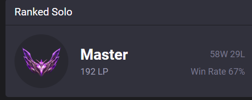 PykeSmite's tweet image. ~200 LP Masters acc with high win rate and GM MMR up for sale. DM me with offers if interested.