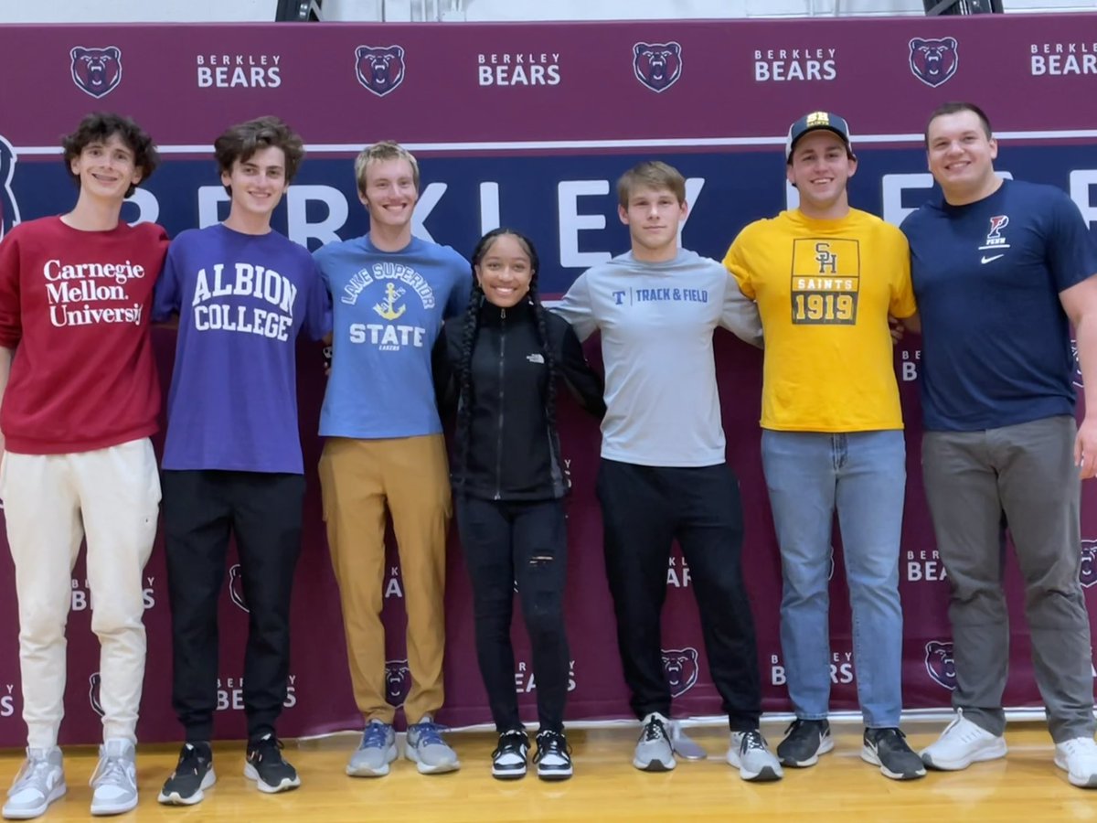 Congrats to our track athletes continuing their athletic careers!
Matthew Short: Carnegie Mellon
Robert Belf: Albion
Oliver Wisniewski: Lake Superior Star
DaKya Cunningham: Florida A&amp;M
Johnny Coleman: Trine
Nolan Wesner: Sienna Heights (football)
David Rolands: Penn (football)