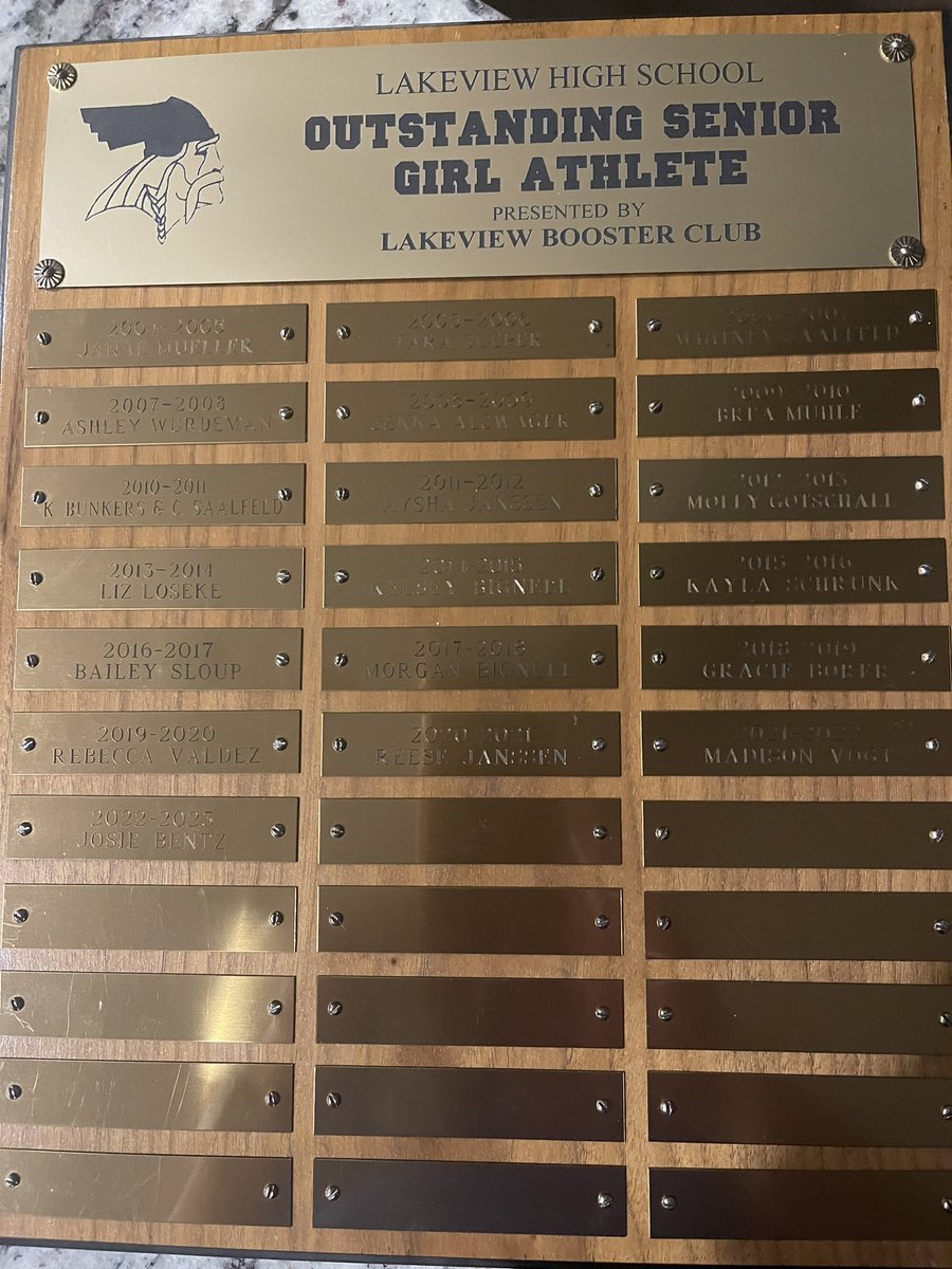 So proud to share <a href="/BentzJosie/">josie bentz</a> was awarded the Lakeview Booster Club/Coaches Outstanding Female Athlete of the Year award tonight. Congrats kid! Congrats to all the senior athletes on all your contributions to LV! <a href="/BentzDon/">Don Bentz</a> 
#lakeviewvikes