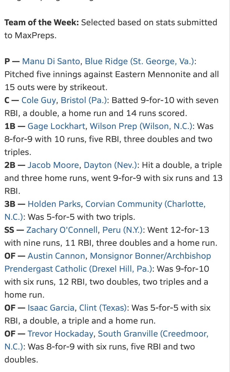 I am honored and humbled to be selected by <a href="/MaxPreps/">MaxPreps</a> for their national team of the week! 
t.maxpreps.com/3HNLiI0