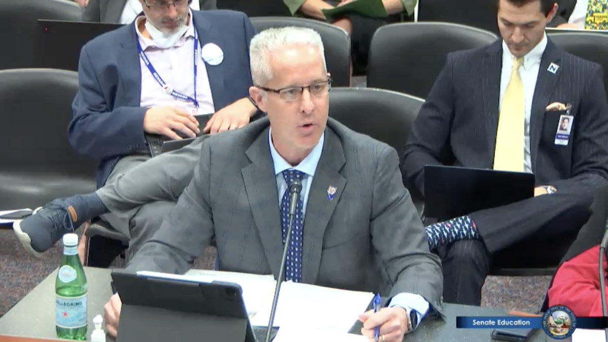 cceanv's tweet photo. Earlier this afternoon, Assembly Education Chair @sbilbray and Assemblyman @tobyyureknv presented #AB175, a long overdue bill to reform—and bring much-need skills and expertise to—the CCSD Board of Trustees, in the Senate Education Committee. #NVLeg https://t.co/Rrm73JgVWG