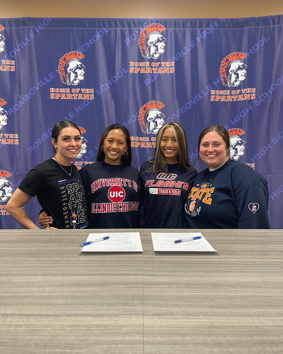 RomeovilleCheer's tweet photo. Congratulations to Ava & Mia on signing their National Letter of Intent to continue their academic and Track & Field careers at UIC ๐ฅ We are so proud of you both & cannot wait to see the amazing things you do! Wishing you the best of luck- we will be cheering for you ๐ค https://t.co/LG9EkslWCI
