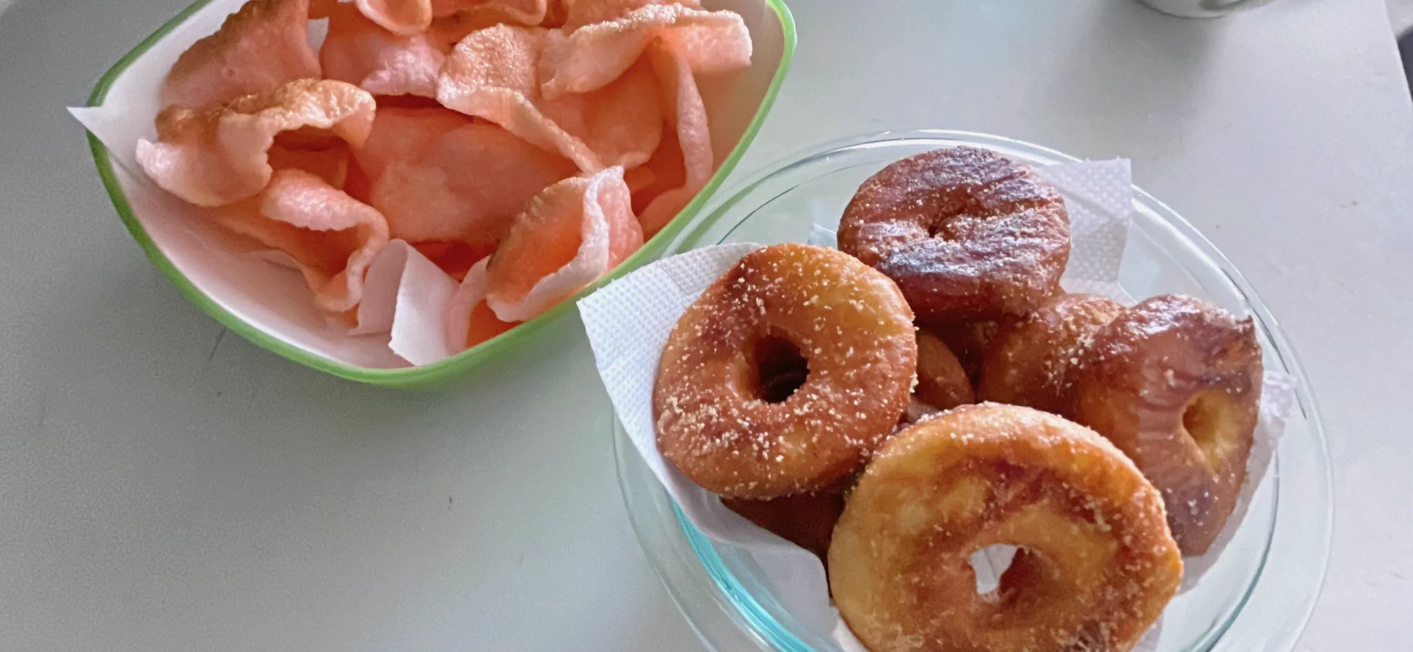 倍量で！モチモチで美味しい〜🤤🍩✨
(ついでにエビせんも作った)  